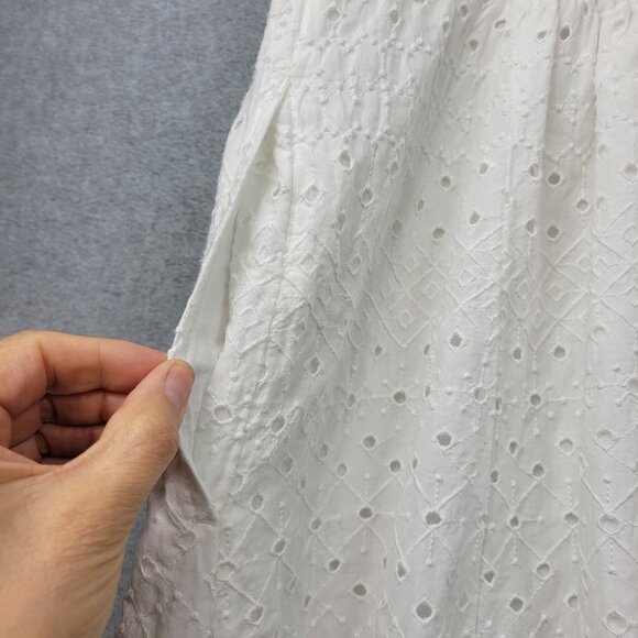 Old Navy Prairie Dress Womens Large White All Over Eyelet Midi Flowy Cam - Picture 15 of 16